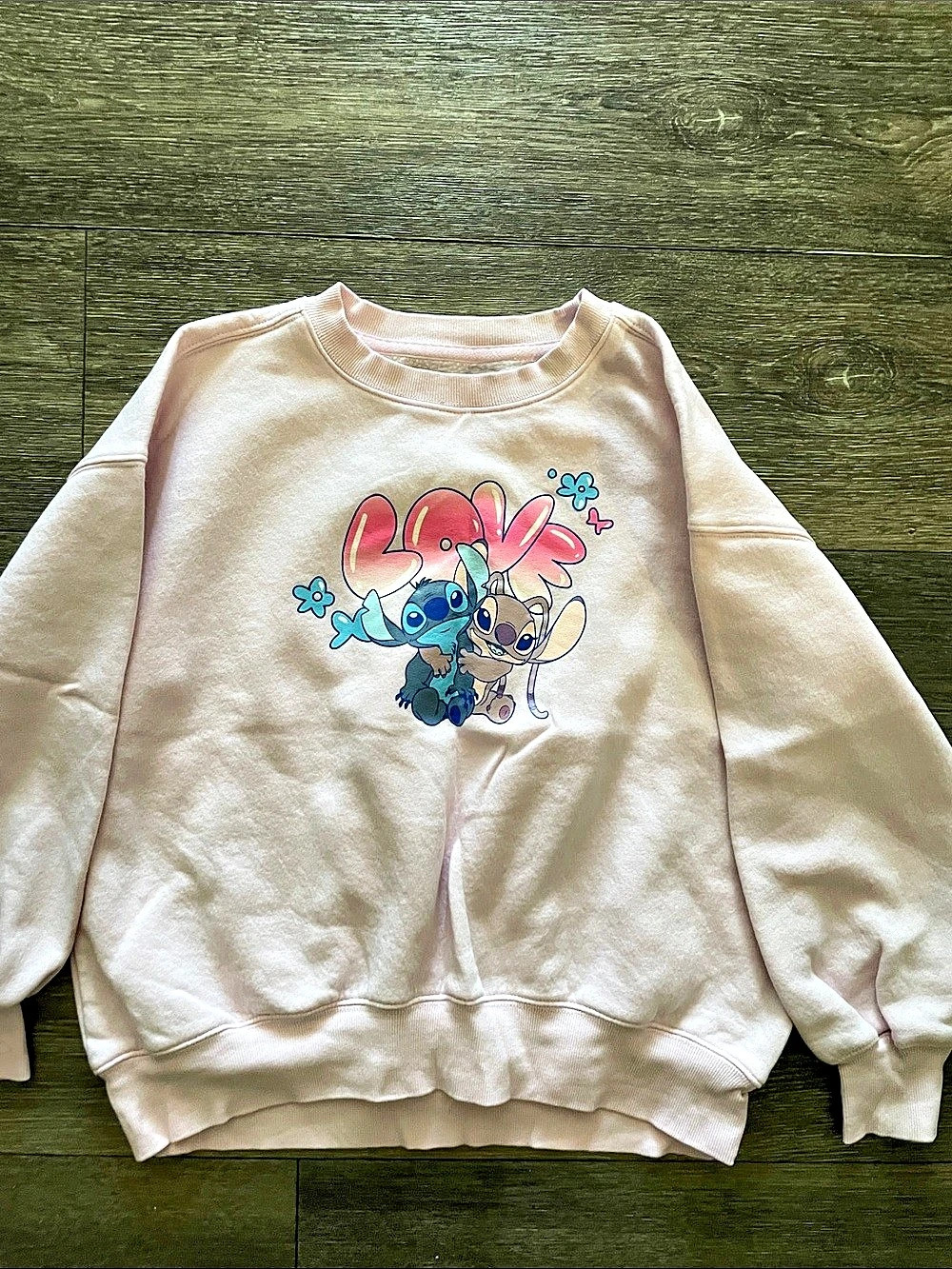 Old Navy Disney Stitch & Angel Stitch Sweatshirt Pink Girls Large